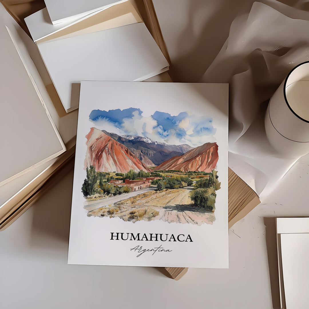 Humahuaca Wall Art, Jujuy Province Print, Argentina Watercolor Art, Humahuaca Gift, Travel Print, Travel Poster, Housewarming Gift