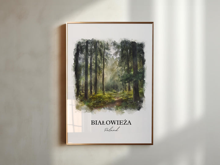 Bialowieza Wall Art, Bialowieza Podlaskie Print, Poland Watercolor Art, Poland Gift, Travel Print, Travel Poster, Housewarming Gift