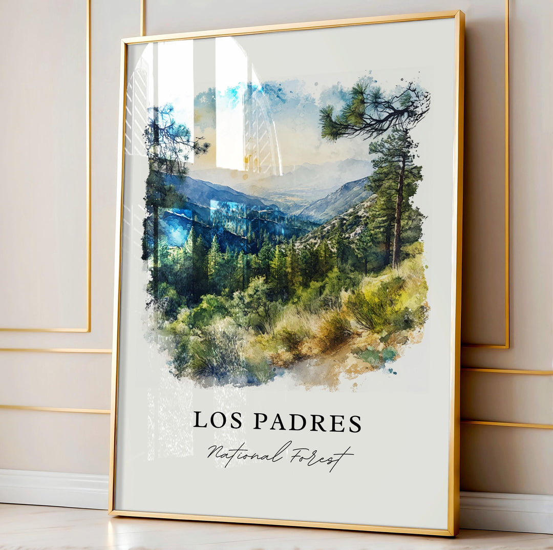 Los Padres National Forest Art, Solvang CA Print, Santa Barbara Watercolor, Los Padres Gift,