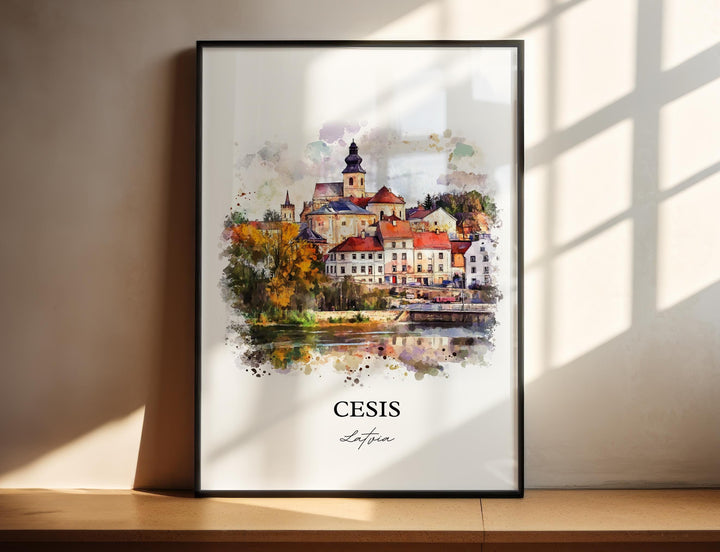 Cesis Latvia Wall Art, Central Vidzeme Print, Latvia Watercolor Art, Cesis Latvia Gift, Travel Print, Travel Poster, Housewarming Gift