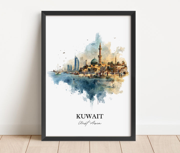 Kuwait Wall Art, Kuwait Print, Kuwait Watercolor Art, Kuwait Gift, Travel Print, Travel Poster, Housewarming Gift