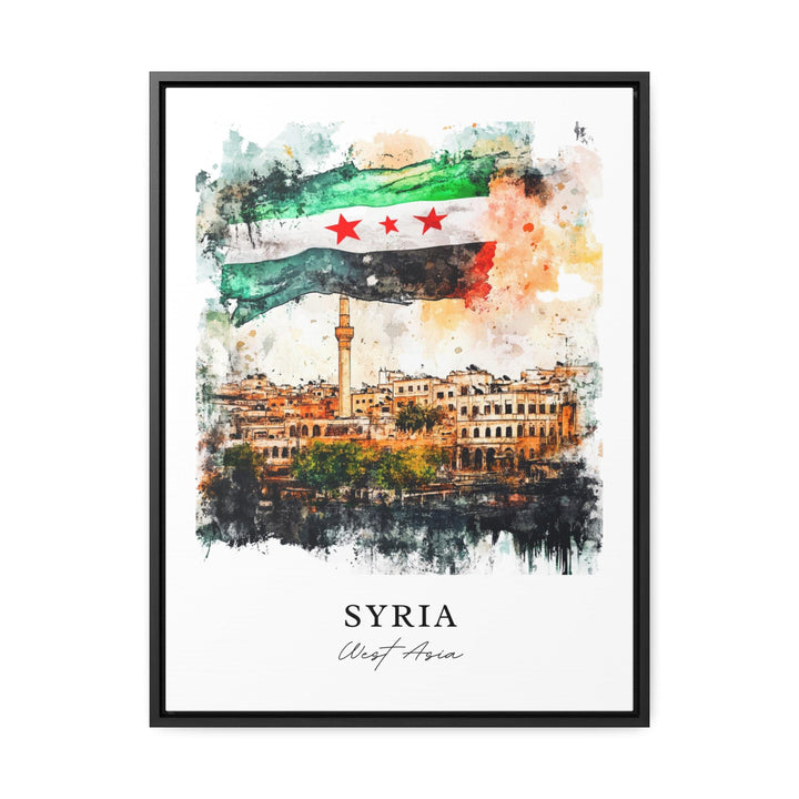 Syria Wall Art, Syria New Flag Print, Damascus Watercolor Art, Syria Country Gift,