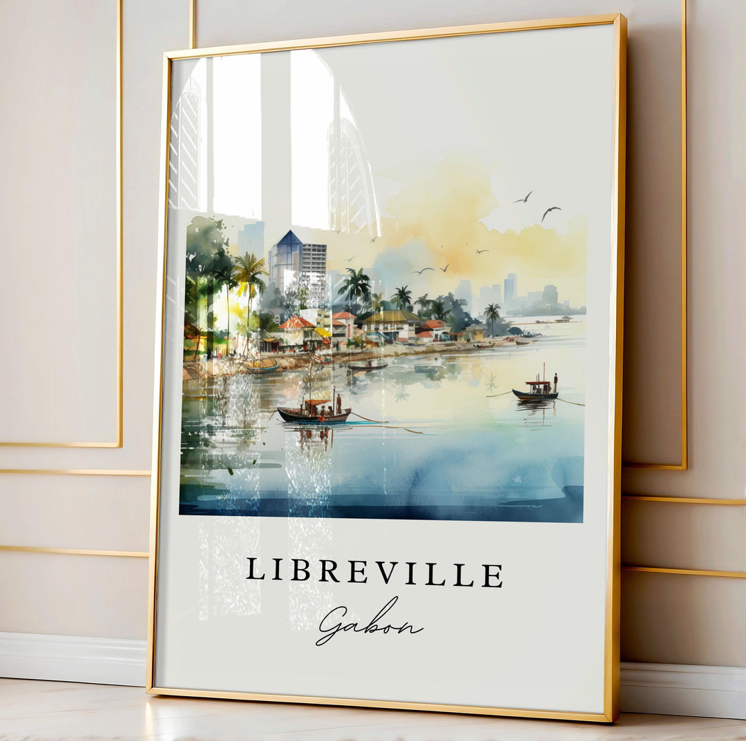 Libreville Gabon wall art - Gabon, Libreville poster, Libreville Wedding gift, Libreville Birthday present, Custom Text, Personalized Gift