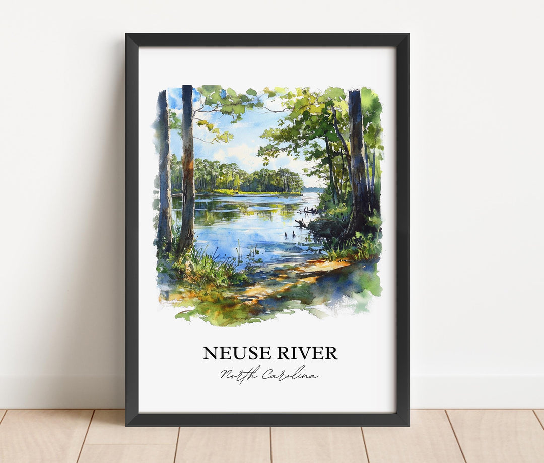 Neuse River Wall Art, Neuse River NC Print, North Carolina Watercolor Art, Piedmont NC Gift, Travel Print, Travel Poster, Housewarming Gift