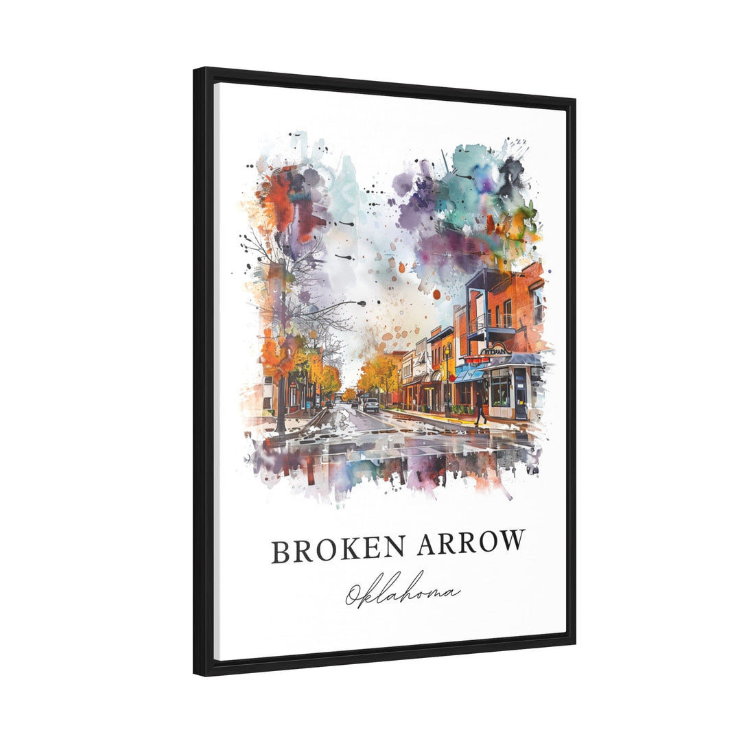 Broken Arrow OK Wall Art, Broken Arrow  Print, Oklahoma Watercolor, Tulsa OK Gift, Travel Poster, Housewarming Gift