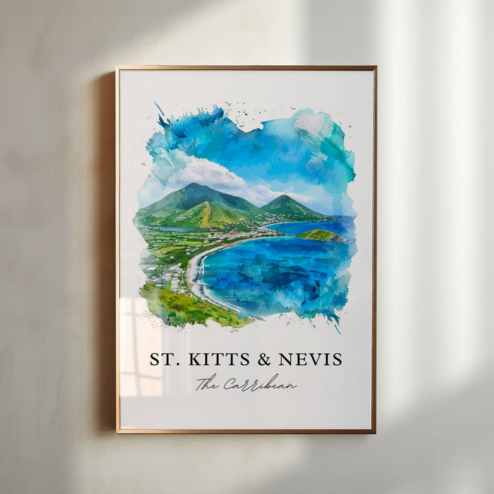 St. Kitts and Nevis Wall Art, St Kitts Print, Nevis Watercolor, St Kitts + Nevis Gift,