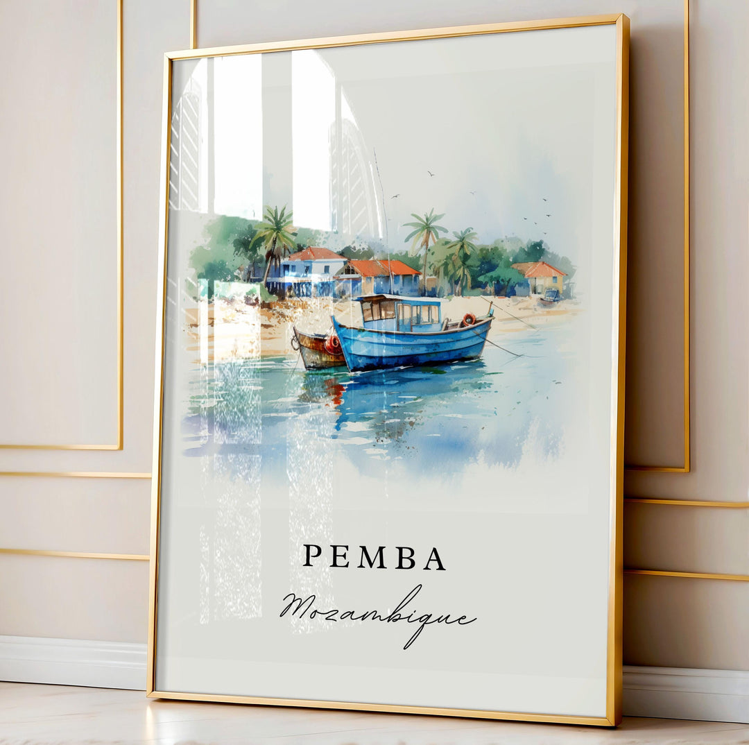 Pemba Mozambique wall art - Mozambique, Pemba poster, Pemba Wedding gift, Birthday present, Custom Text, Personalized Gift