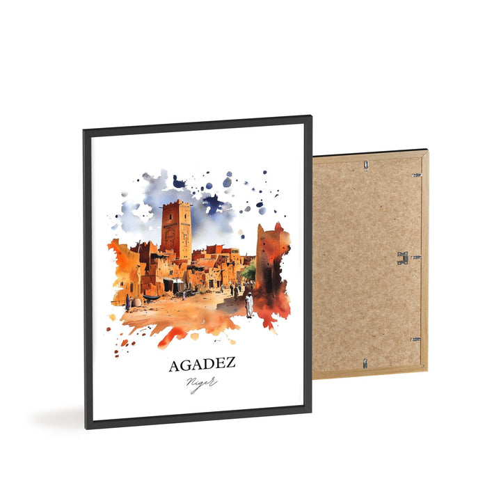 Agadez Niger Wall Art, Aïr Niger Print, Niger Watercolor Art, Agadez Niger Gift, Travel Print, Travel Poster, Housewarming Gift