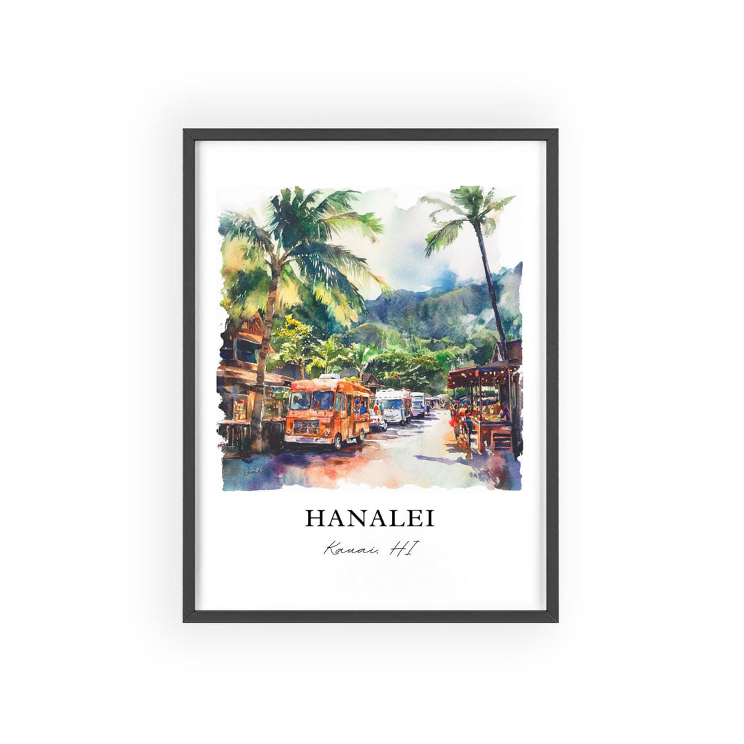 Hanalei Wall Art, Kauai Hawaii Print, Hanalei Watercolor Art, Kauai Gift, Travel Print, Travel Poster, Housewarming Gift