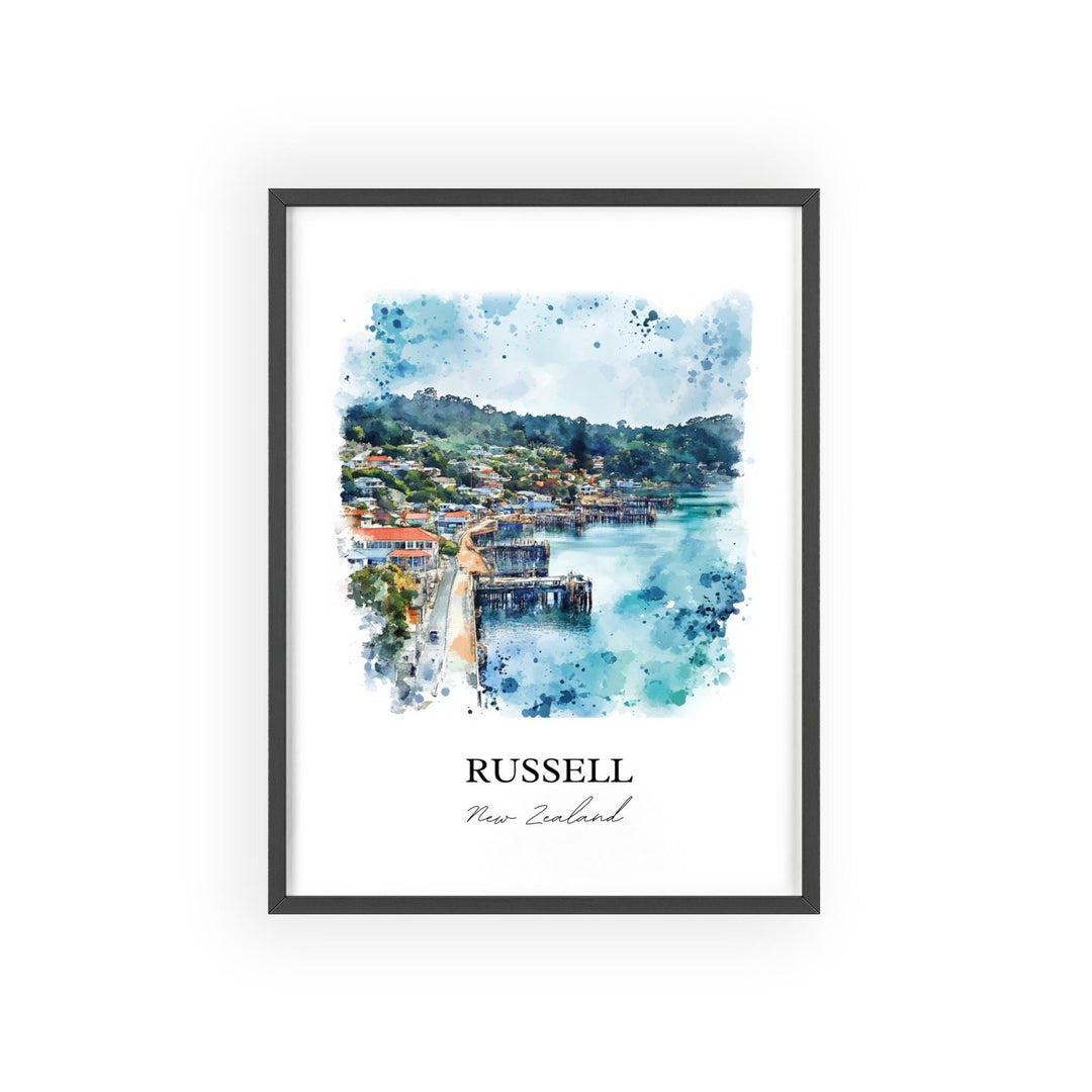 Russell New Zealand Wall Art, Kororareka Print, New Zealand Artwork, Russell NZ Gift, Travel Print, Travel Poster, Housewarming Gift