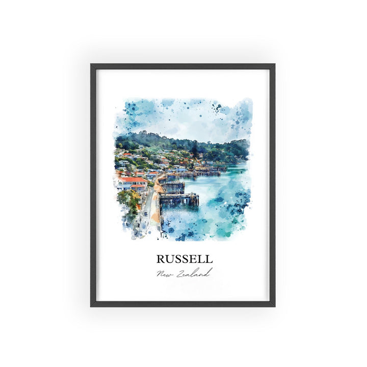Russell New Zealand Wall Art, Kororareka Print, New Zealand Artwork, Russell NZ Gift, Travel Print, Travel Poster, Housewarming Gift