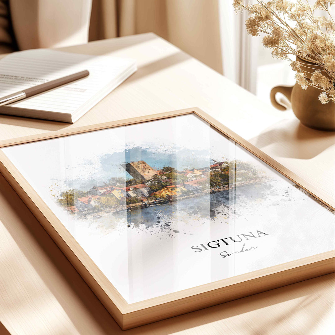 Sigtuna, Sweden – Watercolor Art Print