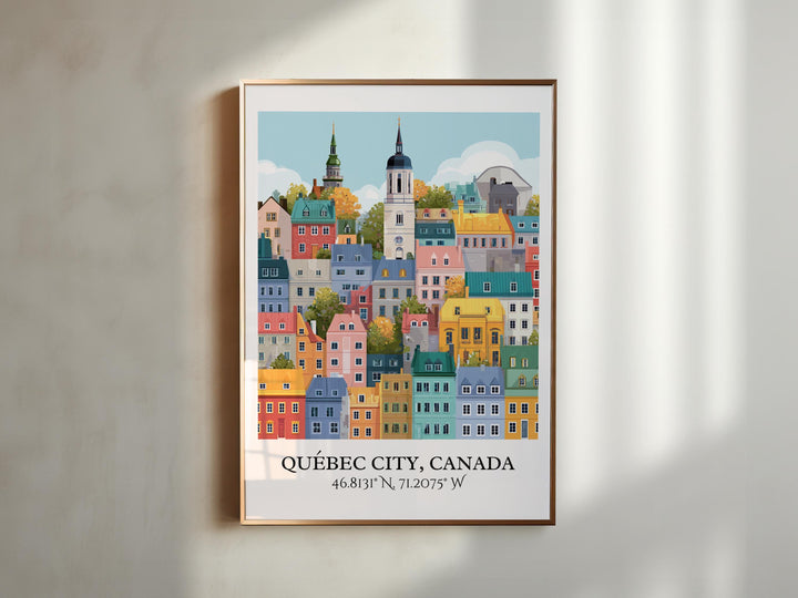 Quebec City Art, Quebec City Retro Travel Art, Quebec Home Decor, Quebec Gift, Canada Travel Art, Travel Prints, Housewarming Gift