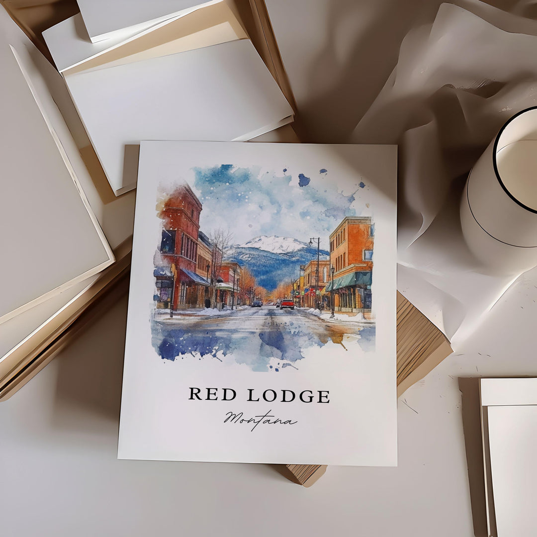 Red Lodge MT Wall Art, Red Lodge Print, Carbon County Watercolor Art, Red Lodge Montana Gift,