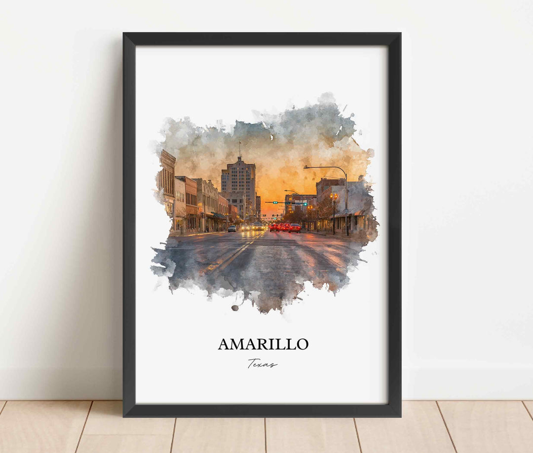 Amarillo, Texas – Watercolor Art Print