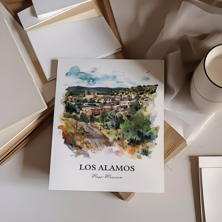 Los Alamos NM Wall Art, New Mexico Print, New Mexico Watercolor Art, Los Alamos NM Gift, Travel Print, Travel Poster, Housewarming Gift