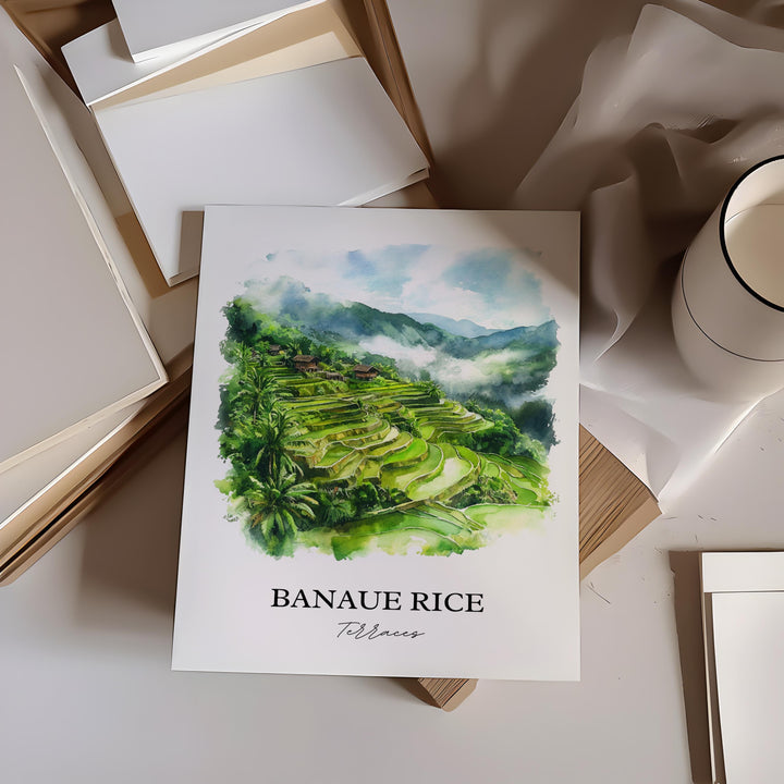 Banaue Rice Terraces Art, Banaue Print, Philippines Artwork, Banaue Rice Terraces Gift, Travel Print, Travel Poster, Housewarming Gift
