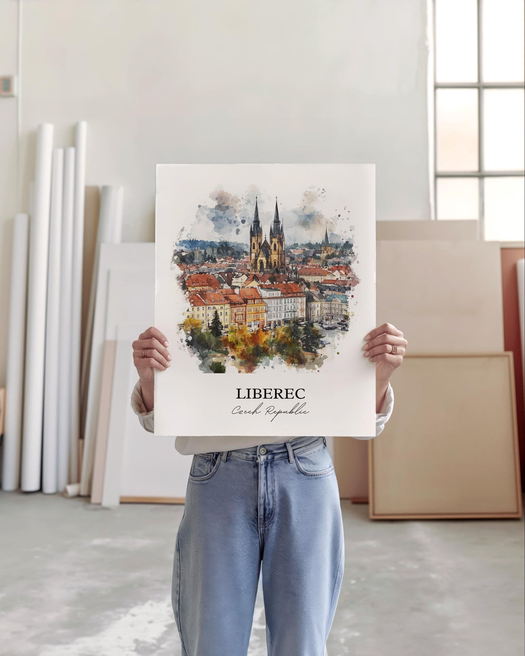 Liberec Wall Art, Liberec Czechia Print, Czech Republic Watercolor Art, Liberec Gift, Travel Print, Travel Poster, Housewarming Gift