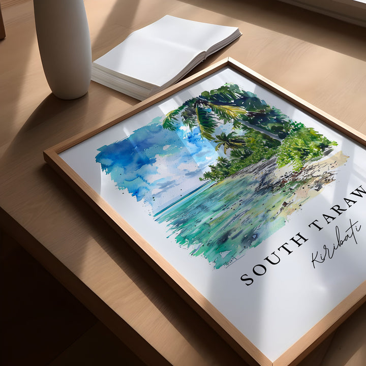 South Tarawa wall art - Kiribati, South Tarawa print, South Tarawa Wedding gift, Birthday present, Custom Text, Perfect Gift