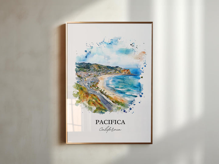 Pacifica Wall Art, San Mateo County Print, California Beaches Watercolor Art, Pacifica Gift, Travel Print, Travel Poster, Housewarming Gift