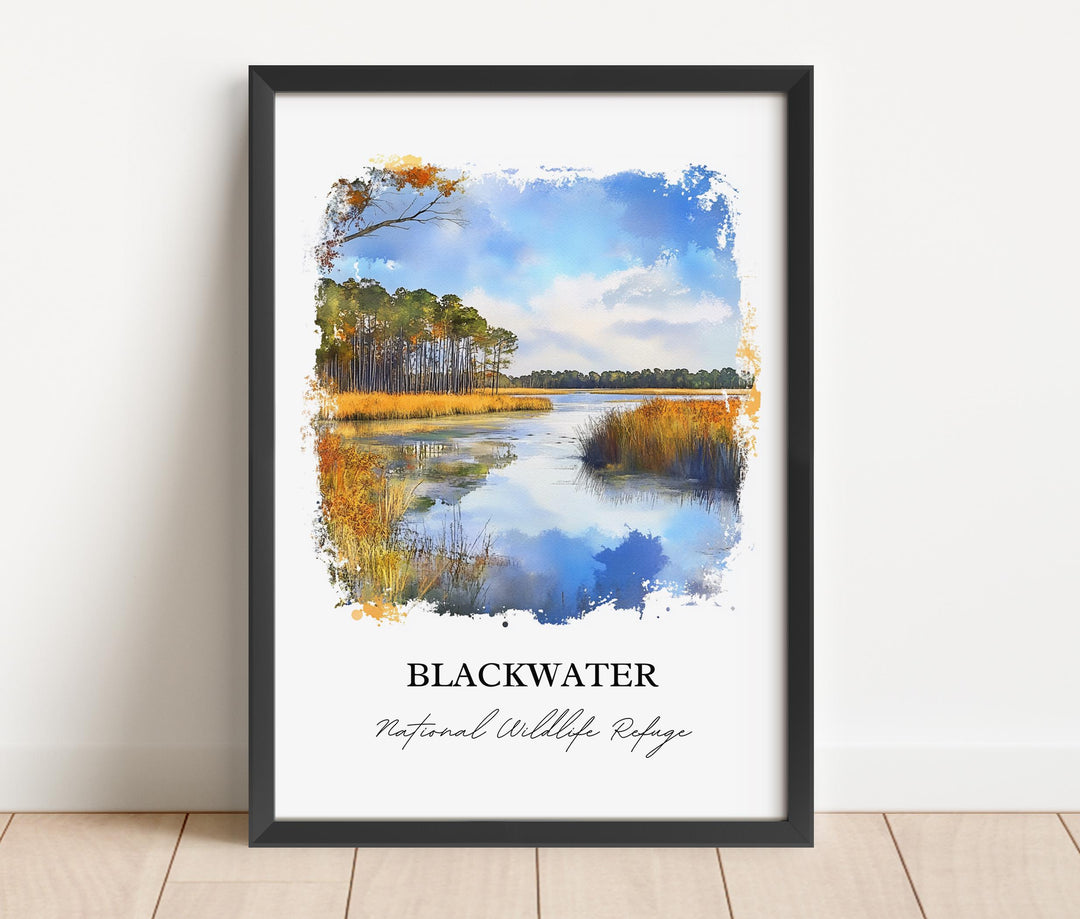 Blackwater National Refuge Wall Art, Cambridge MD Print, Maryland Watercolor, Maryland Gift, Travel Print, Travel Poster, Housewarming Gift