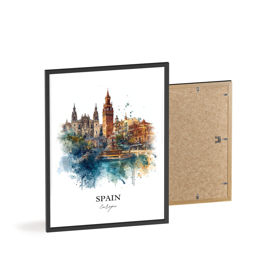 Spain Wall Art, Spain Country Print, Spain Watercolor Art, Spain Gift, Travel Print, Travel Poster, Housewarming Gift