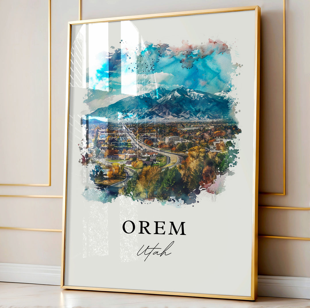 Orem, Utah, Utah – Watercolor Art Print