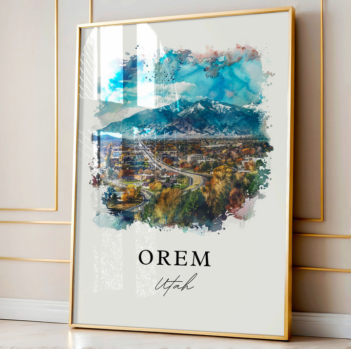 Orem, Utah, Utah – Watercolor Art Print