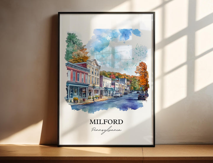 Milford PA Wall Art, Pike County PA Print, Pennsylvania Artwork, Milford Pennsylvania Gift, Travel Print, Travel Poster, Housewarming Gift