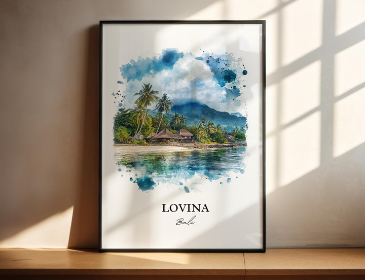 Lovina Bali Wall Art, Lovina Beach Print, Bali Watercolor Art, Lovina Bali Gift, Travel Print, Travel Poster, Housewarming Gift