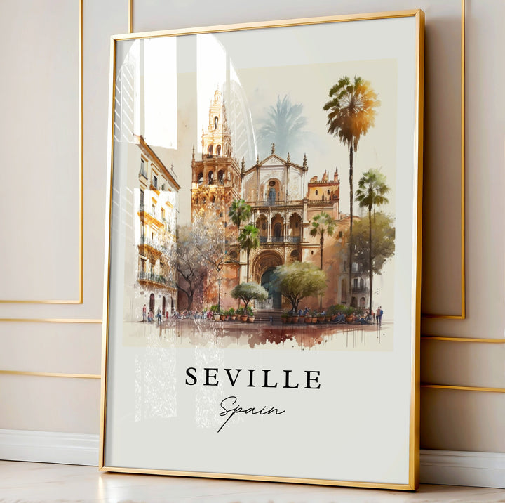 Seville Spain wall art - Spain, Spain poster, Seville Espana Wedding gift, Birthday present, Custom Text, Personalised Gift