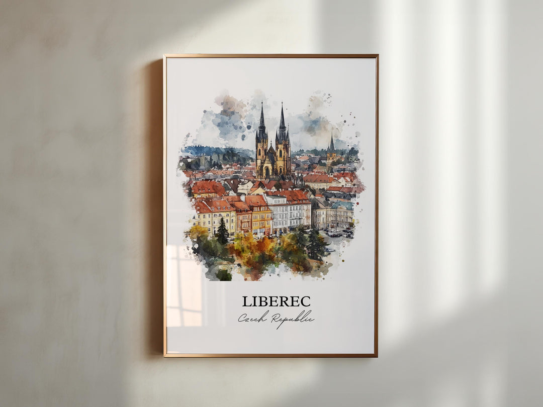 Liberec Wall Art, Liberec Czechia Print, Czech Republic Watercolor Art, Liberec Gift, Travel Print, Travel Poster, Housewarming Gift