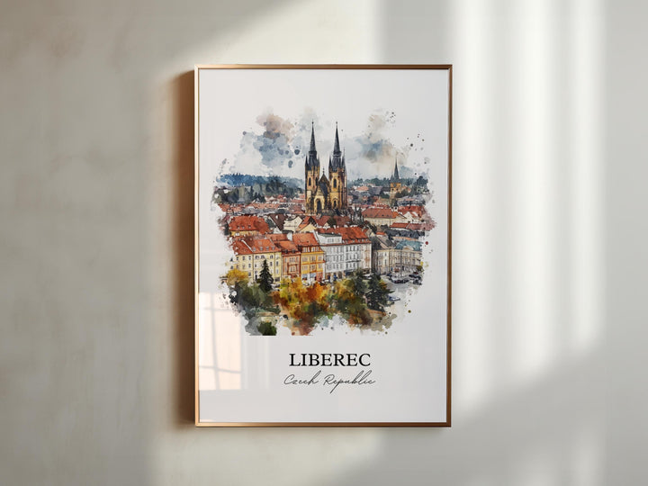 Liberec Wall Art, Liberec Czechia Print, Czech Republic Watercolor Art, Liberec Gift, Travel Print, Travel Poster, Housewarming Gift