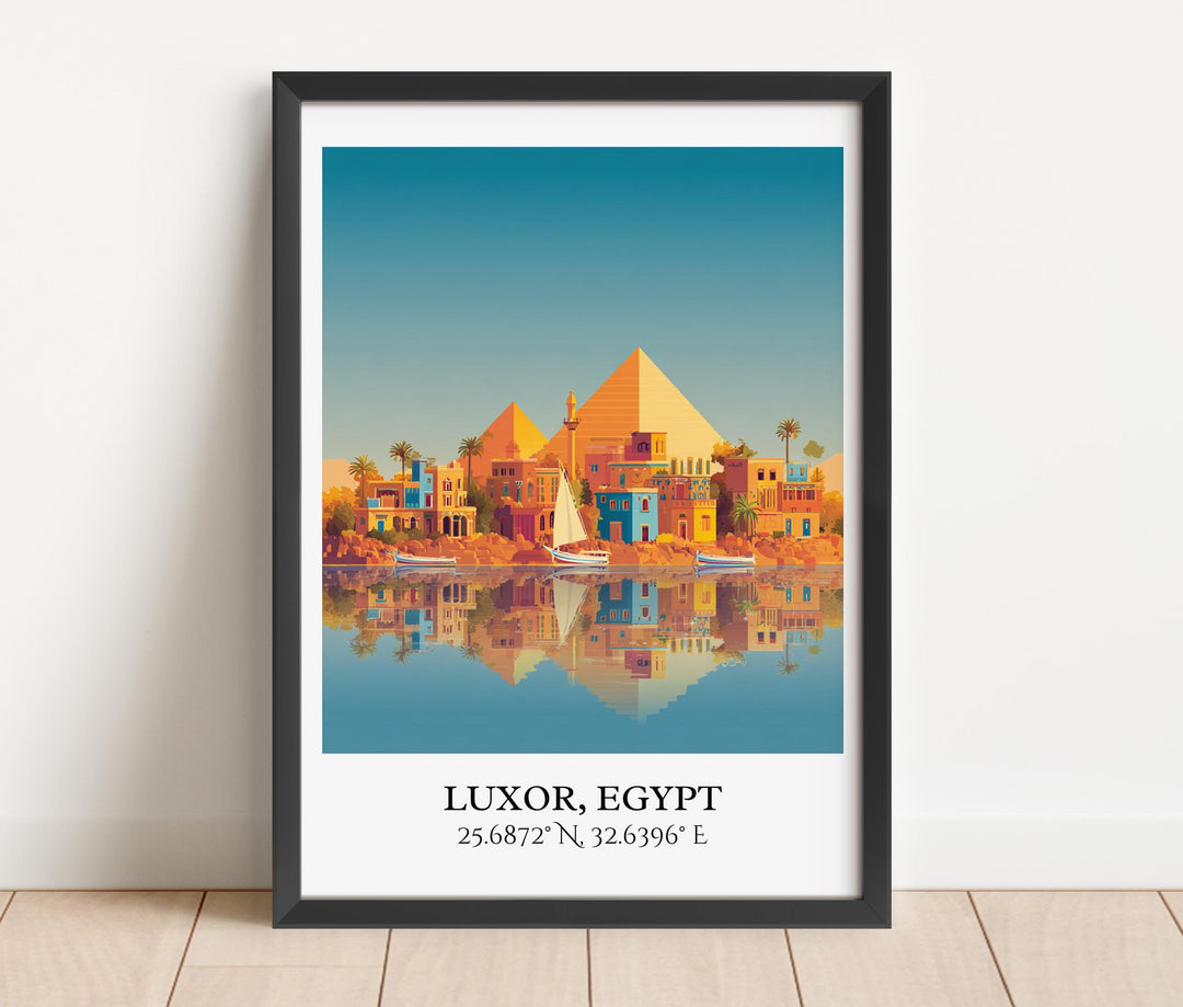 Luxor Egypt Art, Luxor Egypt Retro Travel Art, Egypt Home Decor, Egypt Gift, Egyptian Travel Art, Travel Prints, Housewarming Gift
