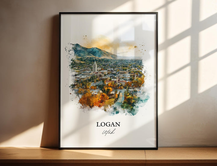 Logan Utah Wall Art, Cache County Print, Utah Watercolor Art, Logan Utah Gift, Travel Print, Travel Poster, Housewarming Gift