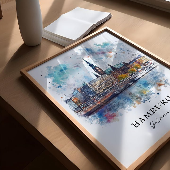 Hamburg Wall Art, Hamburg Germany Print, Hamburg Watercolor Art, Hamburg Germany Gift, Travel Poster, Housewarming Gift