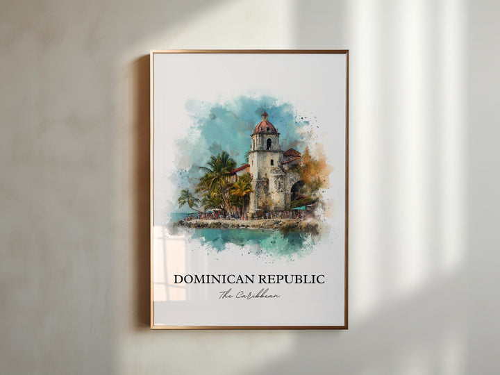 Dominican Republic Wall Art, Caribbean Print, DR Watercolor Art, Dominican Republic Gift, Travel Print, Travel Poster, Housewarming Gift