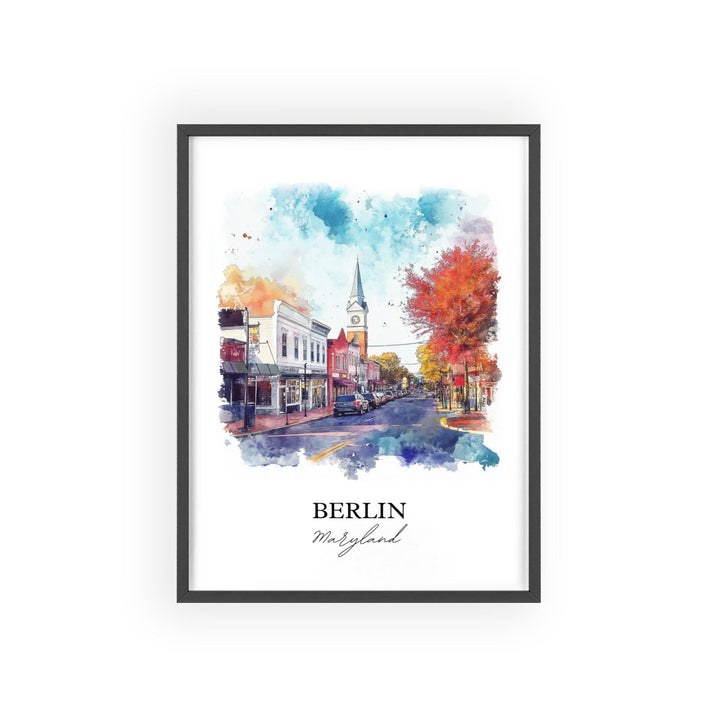 Berlin MD Wall Art, Worcester County MD Print, Maryland Watercolor Art, Berlin Maryland Gift, Travel Print, Travel Poster, Housewarming Gift