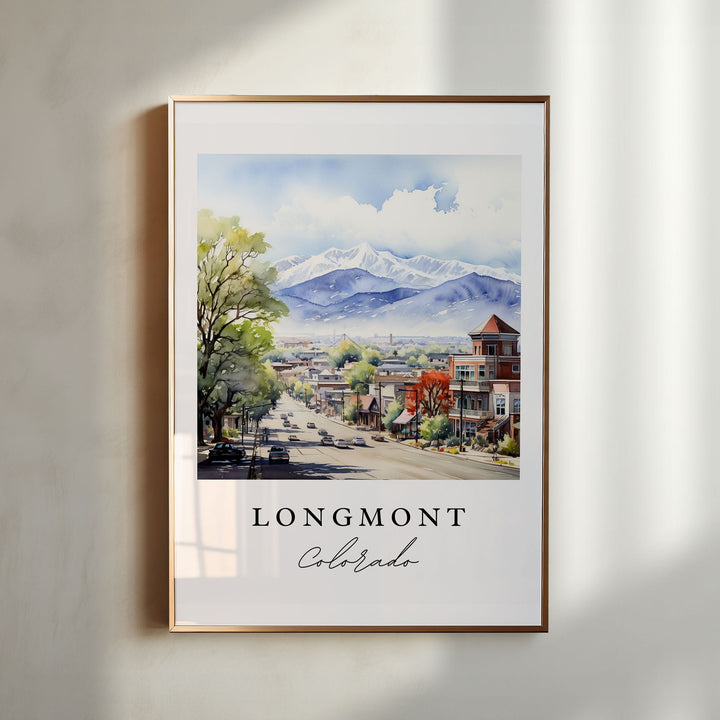 Longmont traditional travel art - Colorado, Longmont poster print, Wedding gift, Birthday present, Custom Text, Perfect Gift