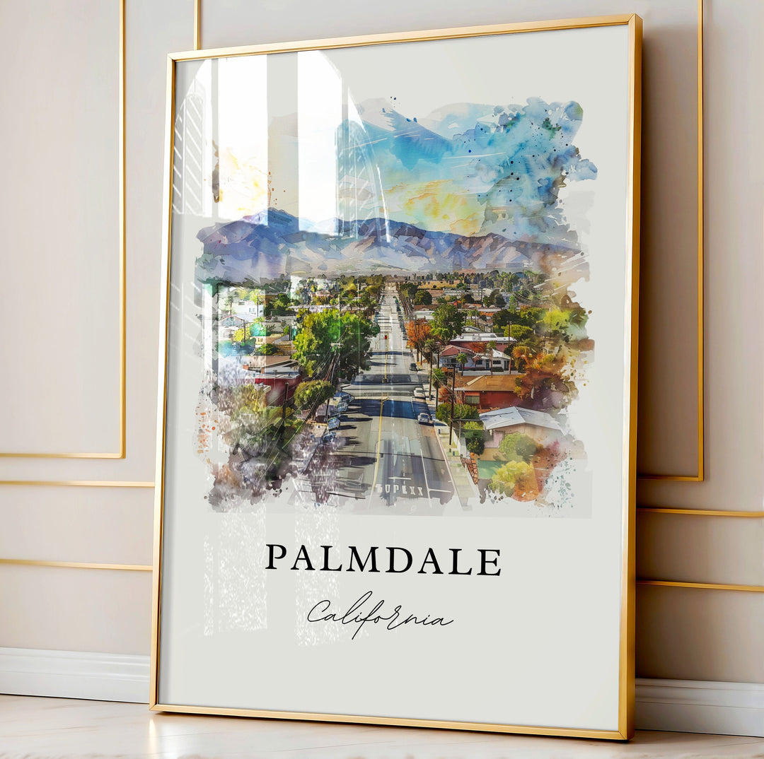 Palmdale CA Wall Art, Palmdale Print, Palmdale CA Watercolor Art, Palmdale Gift,