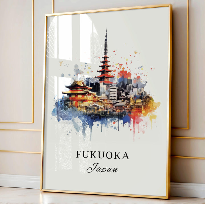 Fukuoka Japan wall art - Japan, Fukuoka poster, Fukuoka Wedding gift, Fukuoka Birthday present, Kyushu Island gift, Personalised Gift