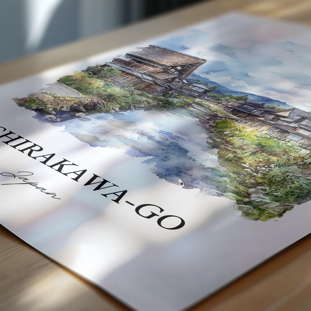 Shirakawa-Go Wall Art, Ono District Print, Japan Watercolor Art, Shirakawa Japan Gift, Travel Print, Travel Poster, Housewarming Gift