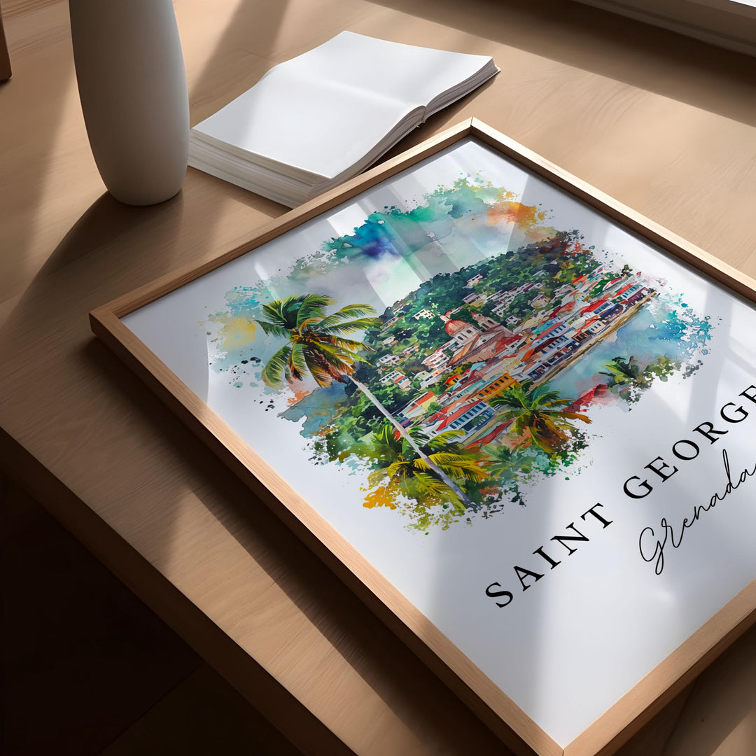 Saint George's Grenada wall art - Grenada, St. George's print, Grenada Wedding gift, Birthday present, Custom Text, Perfect Gift