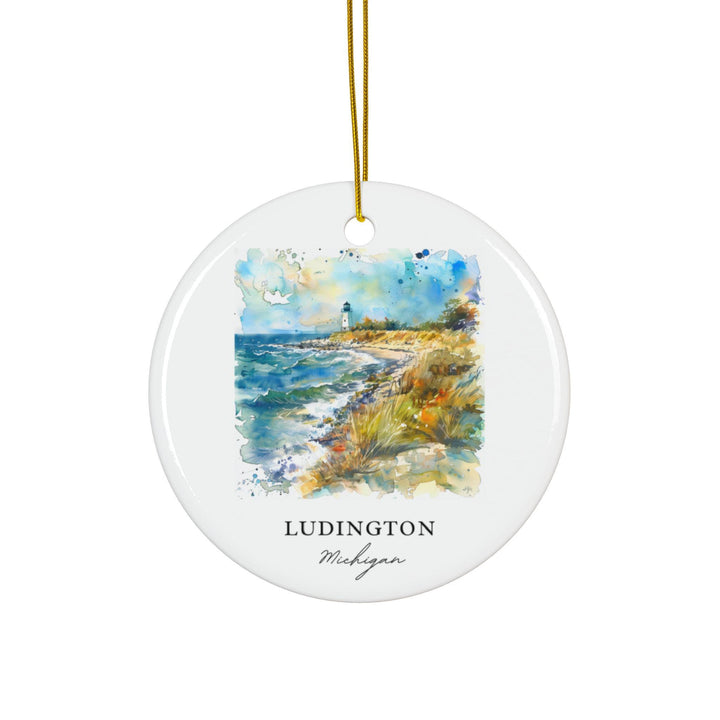Ludington MI Ornament: Unique Ludington Souvenir, Ludington MI Xmas Decor, and Authentic Michigan Gift