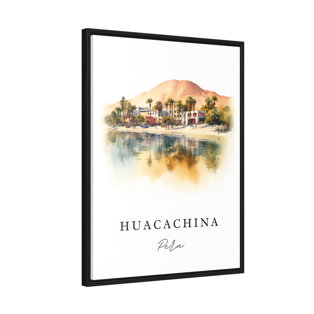 Huacachina traditional travel art - Peru, Huacachina poster print, Wedding gift, Birthday present, Custom Text, Perfect Gift