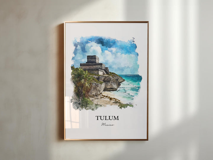 Tulum Wall Art, Tulum MX Print, Tulum Watercolor Art, Tulum Mexico Gift, Travel Print, Travel Poster, Housewarming Gift