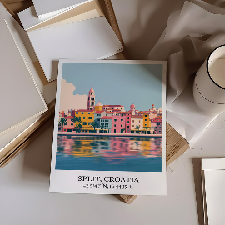 Split Croatia Art, Split Retro Travel Art, Croatia Home Decor, Split Croatia Gift, Croatian Travel Art, Travel Prints, Housewarming Gift
