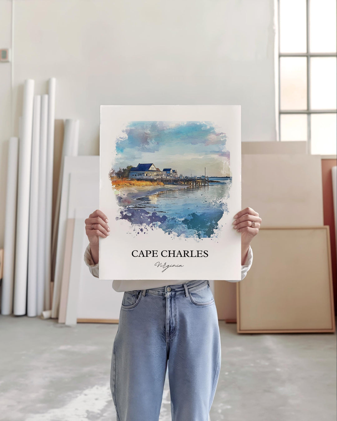 Cape Charles VA Wall Art, Northampton County Print, Virginia Watercolor, Cape Charles Gift, Travel Print, Travel Poster, Housewarming Gift