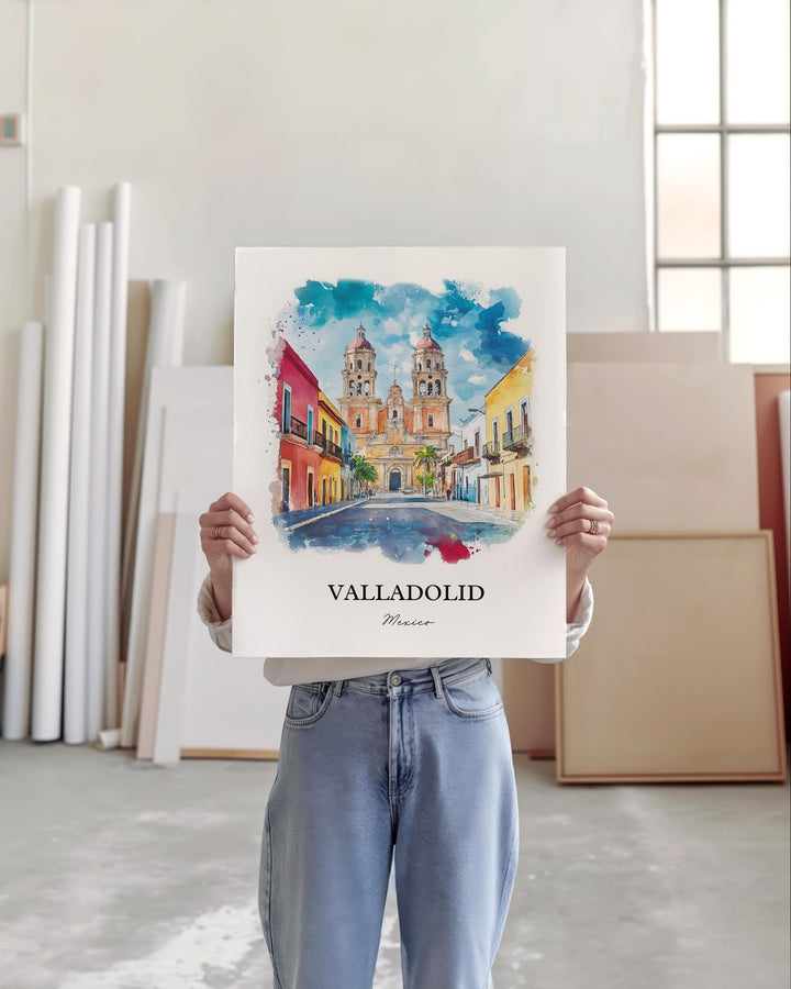 Valladolid Wall Art, Yucatán Peninsula Prints, Mexico Watercolor Art, Valladolid Mexico Gift, Travel Print, Travel Poster, Housewarming Gift