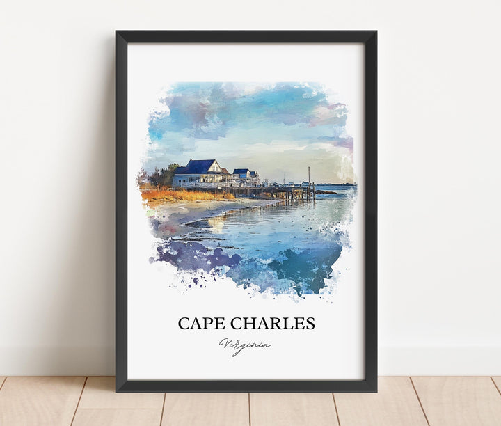 Cape Charles VA Wall Art, Northampton County Print, Virginia Watercolor, Cape Charles Gift, Travel Print, Travel Poster, Housewarming Gift